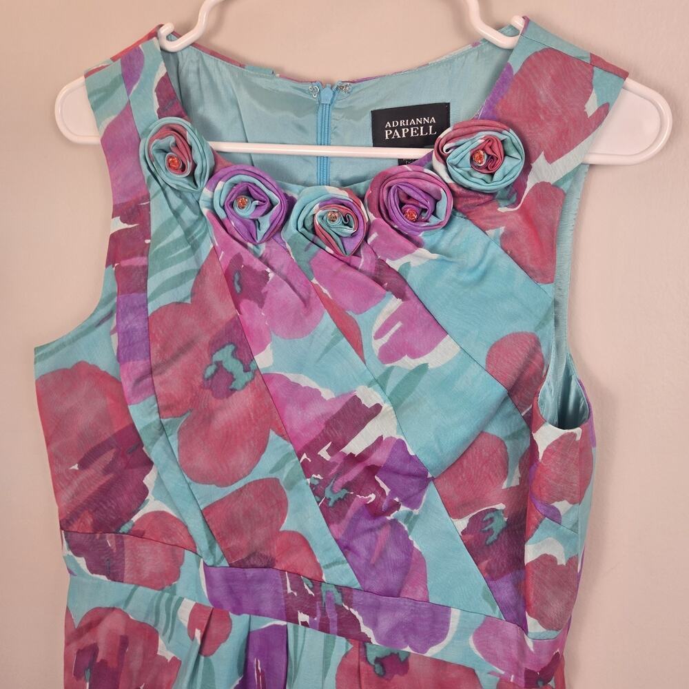 Adrianna Papell Dress Size 12 Floral Sleeveless Floret Neckline COTTAGE COQUETTE - Picture 2 of 8
